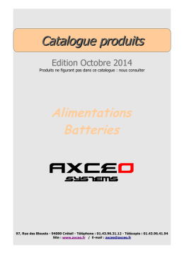 Alimentations Batteries Catalogue produits