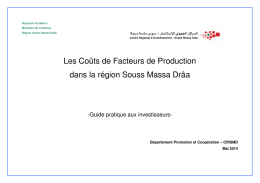 Les Co&ucirc;ts de Facteurs de Production dans la r&eacute;gion Souss Massa