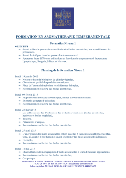 Programme formation Aroma Niveaux 1 et 2 2015