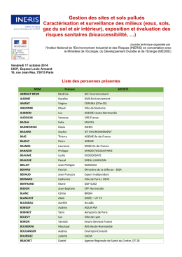 Liste des participants - Ministère du Développement durable
