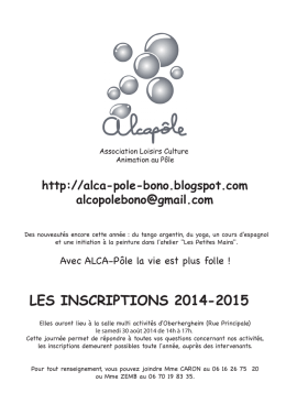 Flyer ALCAPOLE 2014/2015, cliquez ici pour ouvrir le document