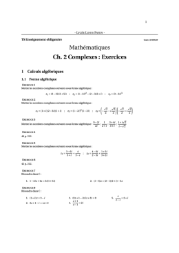 Mathématiques Ch. 2 Complexes : Exercices