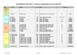 Calendrier AJP 2015 - Association Jurassienne de Pétanque