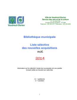 Nouvelles acquisitions - mai 2014 - Ville de Vaudreuil