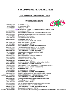 calendrier previsionnel CTB 2015 - site des cyclotouristes berruyers