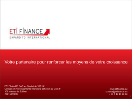 ETI Finance Présentation - ETI FINANCE, Conseil en