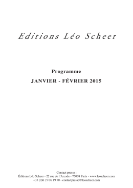 Programme des E.L.S. - Editions Léo Scheer
