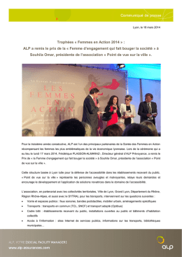 Trophées « Femmes en Action 2014 » : ALP a remis le prix de la