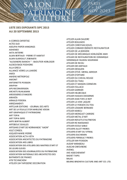liste des exposants sipc 2013 - Salon International du Patrimoine