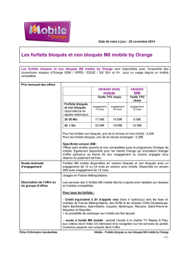 Les forfaits bloqués et non bloqués M6 mobile by Orange