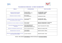 Calendrier des formations oct