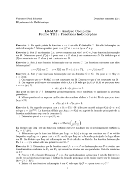 L3-MAF : Analyse Complexe Feuille TD1 : Fonctions holomorphes