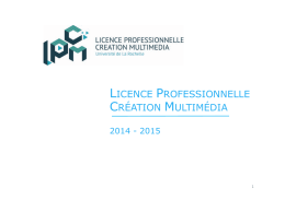 Présentation LPCM 2014 - Licence professionnelle Création