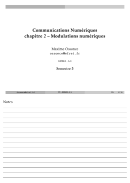 Communications Numériques chapitre 2 – Modulations numériques