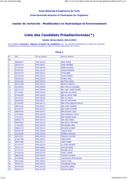 Liste des candidats présélectionnés Mastère MHE