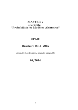 Brochure 2014-2015 - Laboratoire de Probabilités et Modèles