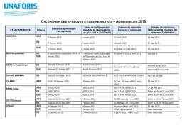 calendrier des epreuves et des resultats – admissibilite 2015