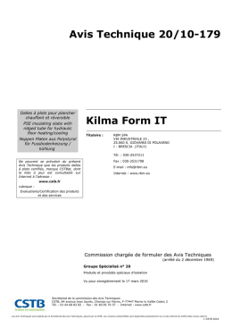 Avis Technique 20/10-179 Kilma Form IT