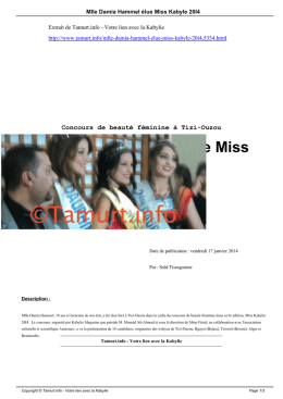 Mlle Damia Hammel élue Miss Kabyle 20I4