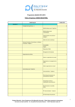 Programme détaillé de la filière - Polytech marseille