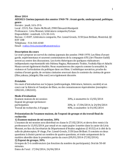 1 Hiver 2014 AES3021 Cin&eacute;ma japonais des ann&eacute;es 1960