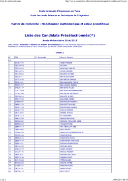 Liste des candidats présélectionnés Mastère MMCS