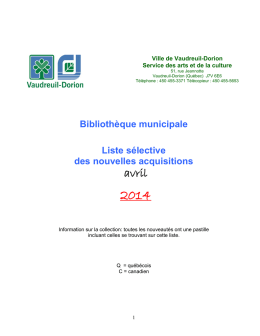 Nouvelles acquisitions - avril 2014 - Ville de Vaudreuil
