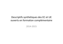 Descriptifs synthétiques EC/UE 2014/2015