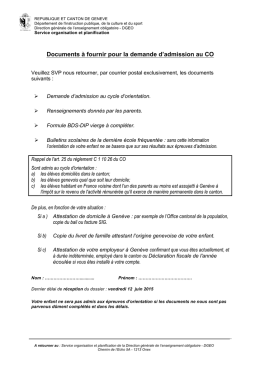 Liste des documents obligatoires - République et canton de Genève