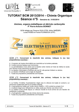 TUTORAT BCM 2013/2014 – Chimie Organique Séance n°5