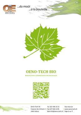 Protocole Oeno-Tech BIO - Oeno