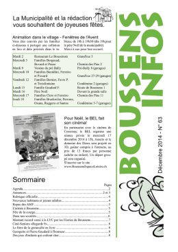 N&deg; 63, d&eacute;cembre 2014 - Commune de Boussens