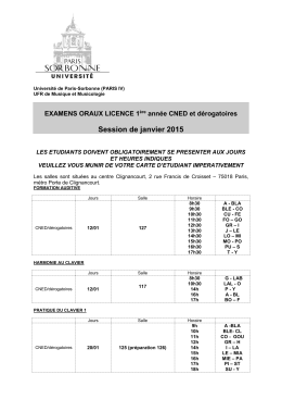 Oraux L1 CNED et dérogatoires session janvier 2015