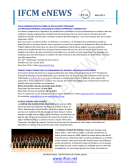 IFCM eNEWS Mai 2014 - International Federation for Choral Music