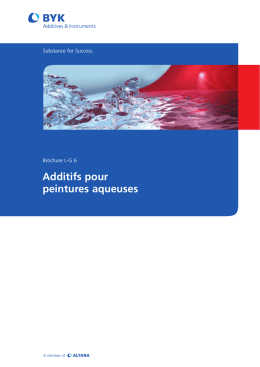 Brochure technique pour systèmes aqueux