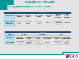 Diapositive 1 - Concours BBS 2014