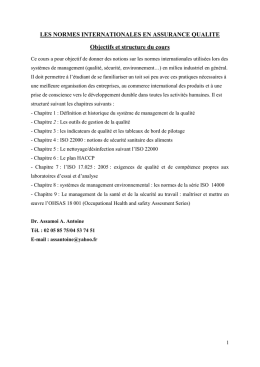 LES NORMES INTERNATIONALES EN ASSURANCE