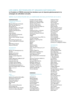 liste des donateurs de la campagne de sollicitation 2013-2014