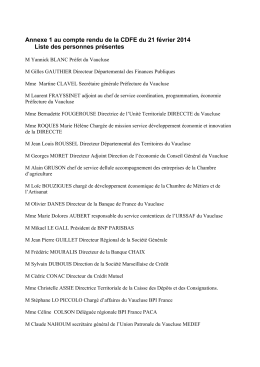 Annexe 1 au compte rendu de la CDFE du 21 février 2014 Liste des