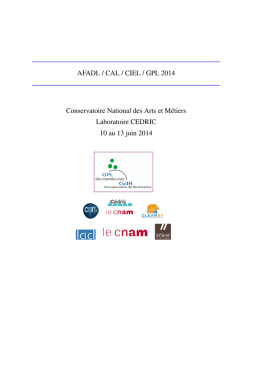 AFADL / CAL / CIEL / GPL 2014 Conservatoire National des Arts et