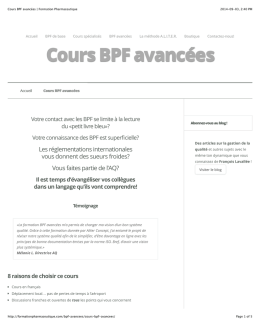 Cours BPF avancées | Formation Pharmaceutique