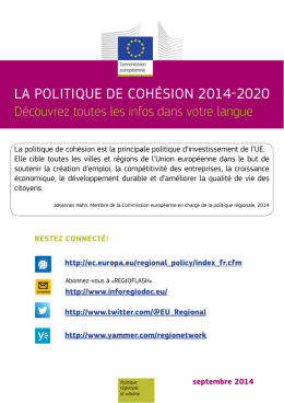 LA POLITIQUE DE COHÉSION 2014-2020