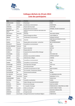 Liste des participants et orateurs - Environnement