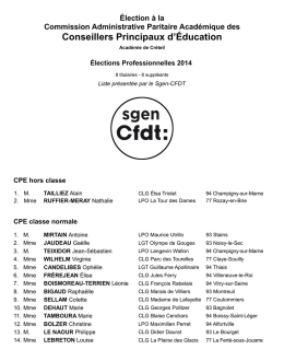 Liste CPE - Sgen-CFDT Académie de Créteil