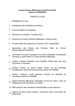 Conseil Amiens Métropole du 20 février 2014. séance du 20/02