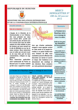 MRECI- NEWSLETTER N° 090 du 02 janvier 2015