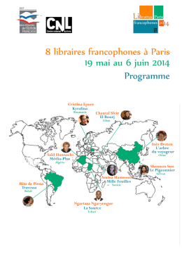 Programme 8 libraires francophones à Paris 19 mai au 6 juin