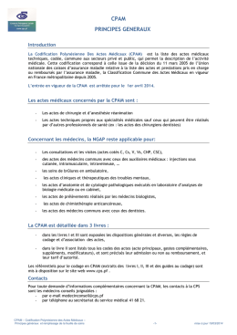 CPAM PRINCIPES GENERAUX - Caisse de Prévoyance Sociale
