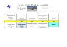 Semaine ATHENS 17 – 21 Novembre 2014