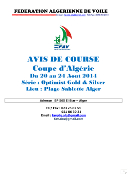 Avis de Course - Fédération algérienne de voile